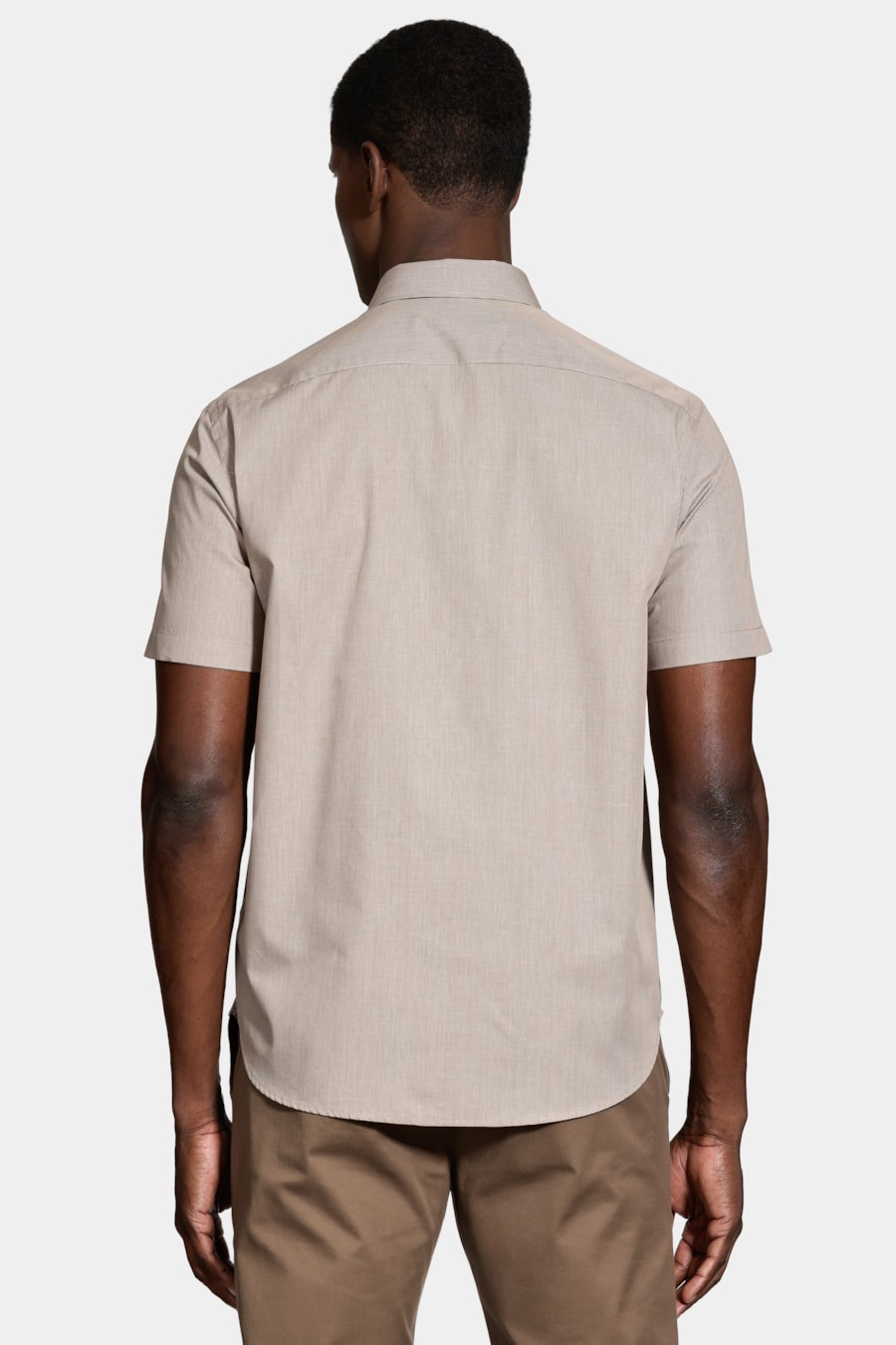 Camisa Regular Micro Xadrez Bolso Caqui / Branco — foto 4 de 6