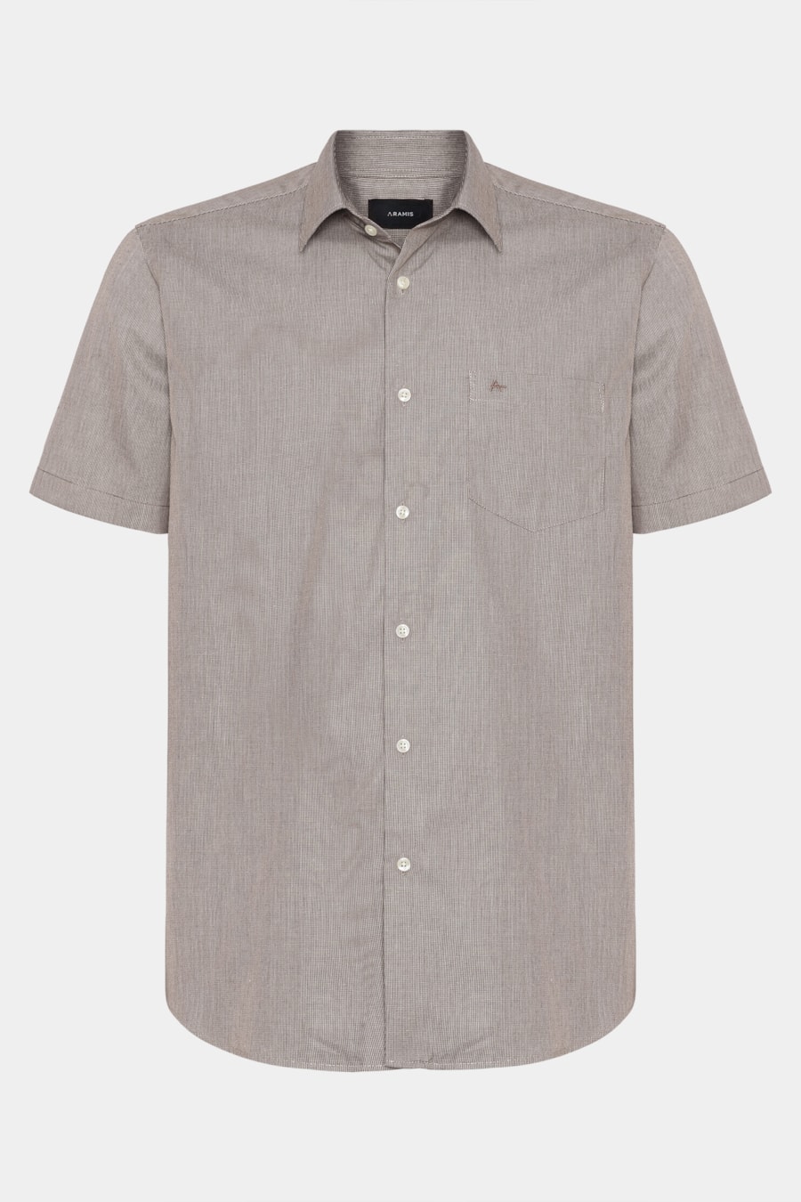 Camisa Regular Micro Xadrez Bolso Caqui / Branco — foto 5 de 6