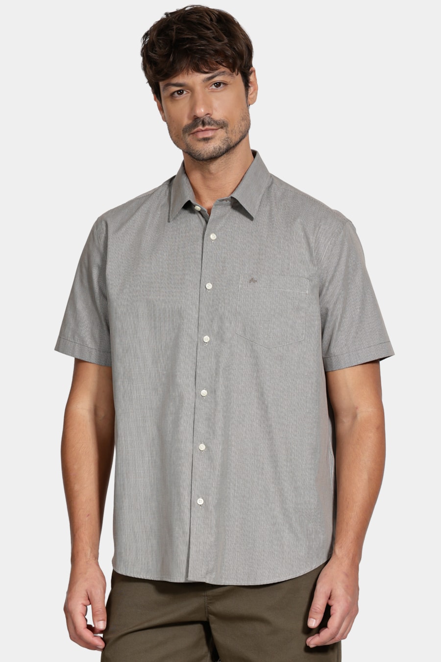 Camisa Regular Micro Xadrez Bolso Verde C/ Branco — foto 1 de 6