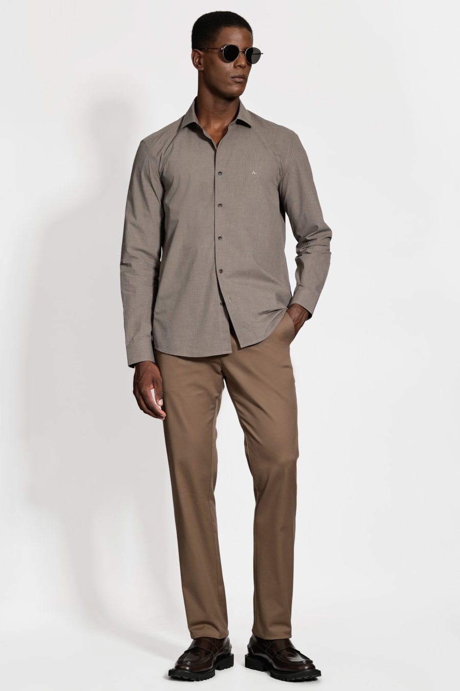 Camisa Regular Micro Xadrez Fio 60 Melange Cafe C/ Castor — foto 2 de 6