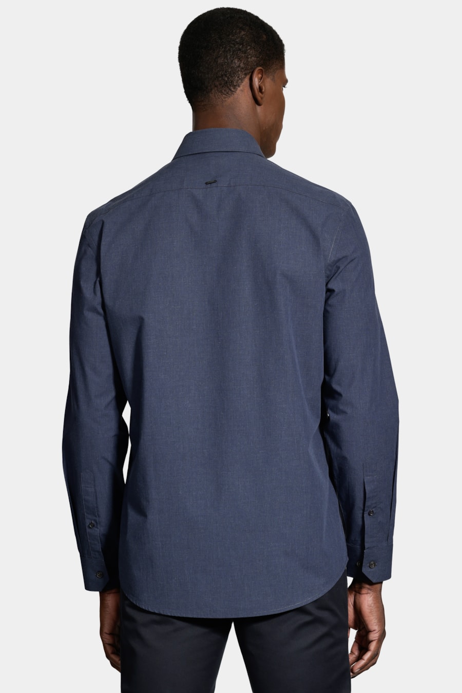 Camisa Regular Micro Xadrez Fio 60 Melange Marinho/Azul — foto 4 de 6