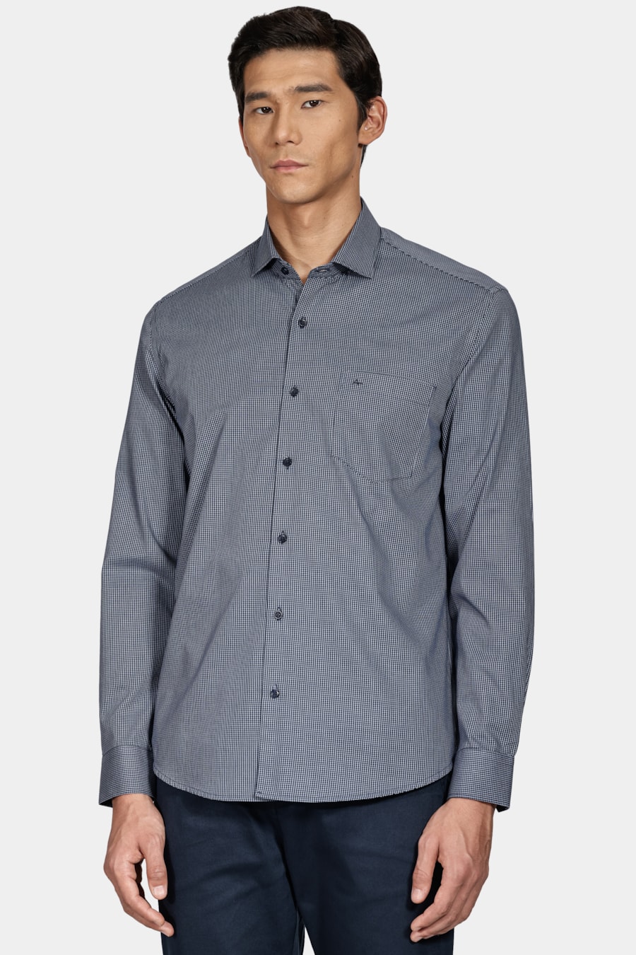 Camisa Regular Micro Xadrez Marinho/Azul Claro — foto 1 de 6