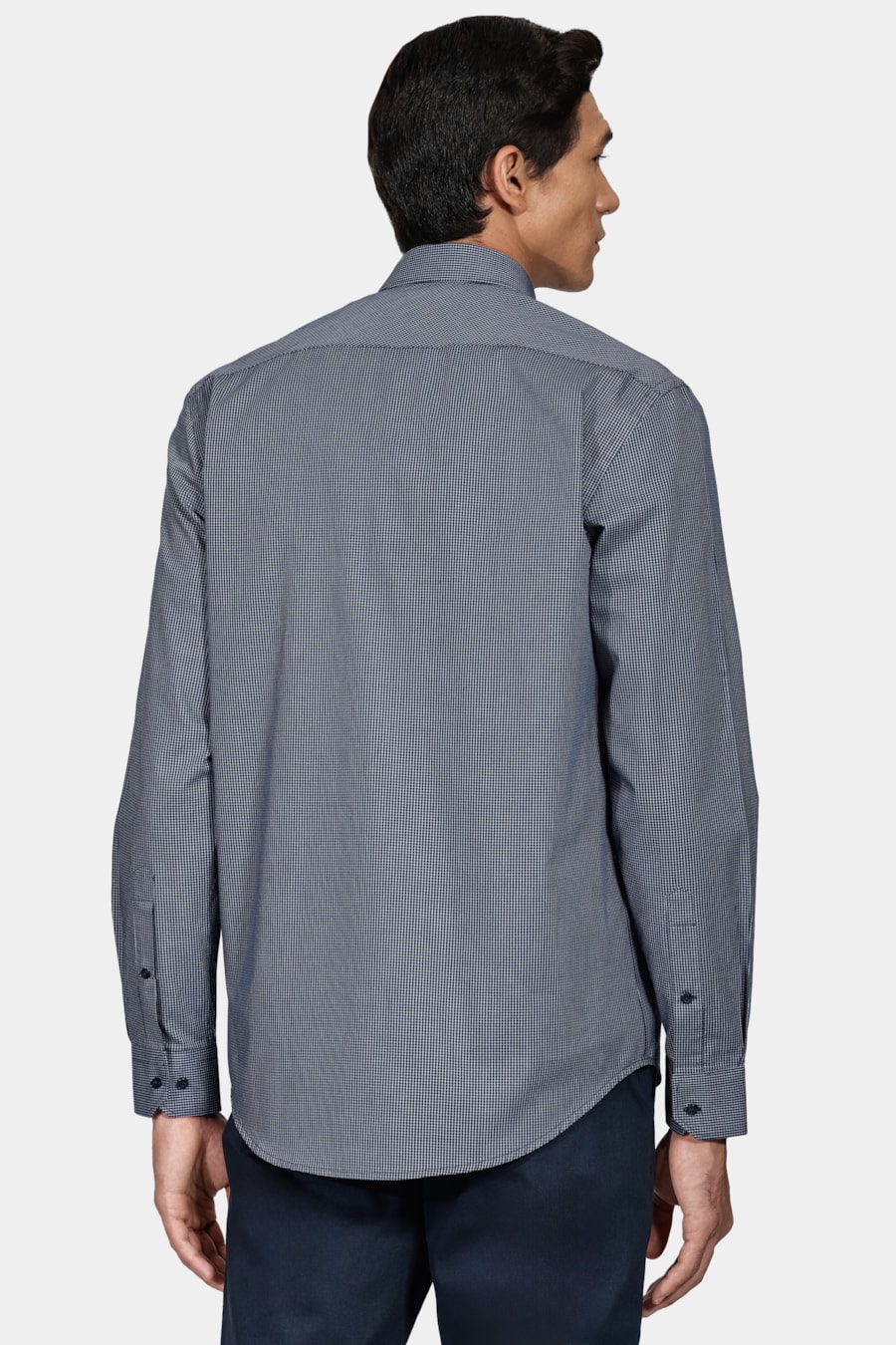 Camisa Regular Micro Xadrez Marinho/Azul Claro — foto 4 de 6