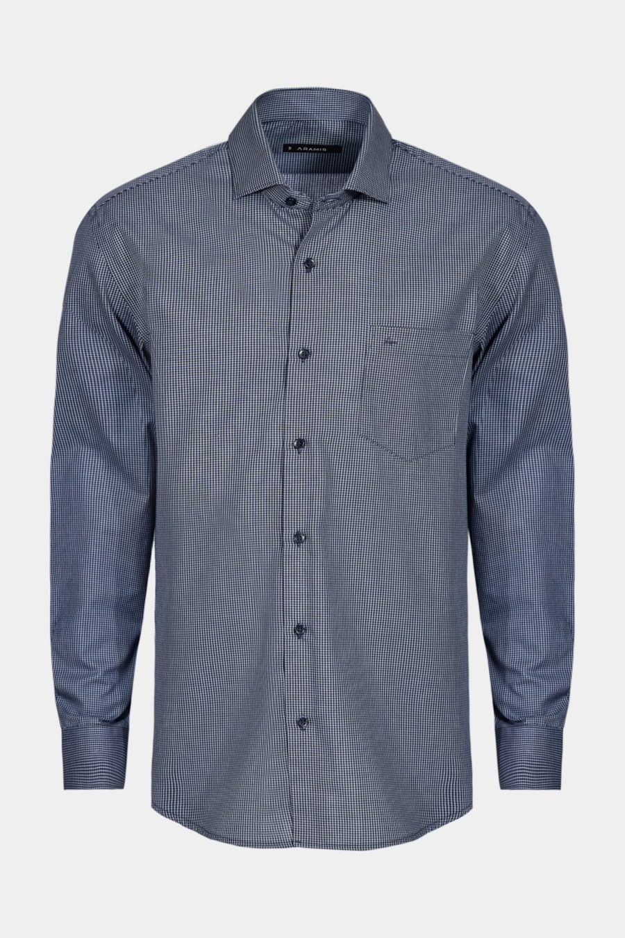 Camisa Regular Micro Xadrez Marinho/Azul Claro — foto 5 de 6