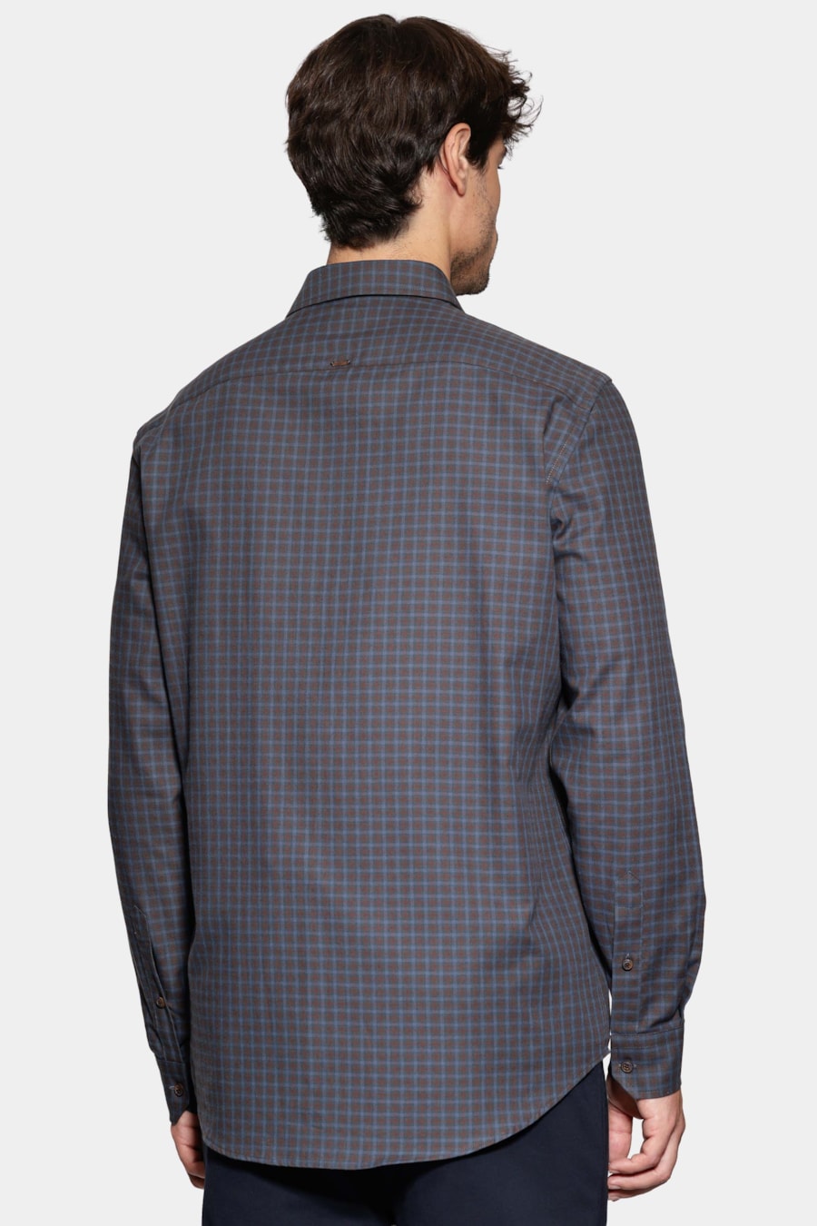 Camisa Regular Mini Xadrez Marinho C/Cafe — foto 4 de 6