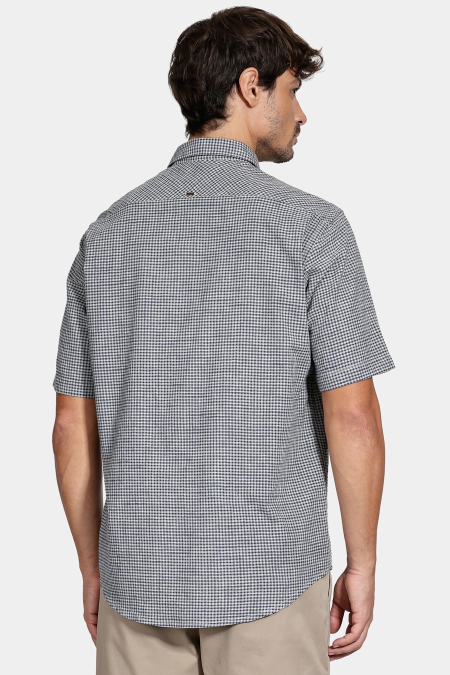 Camisa Regular Mini Xadrez Mescla Azul/Cinza — foto 4 de 6
