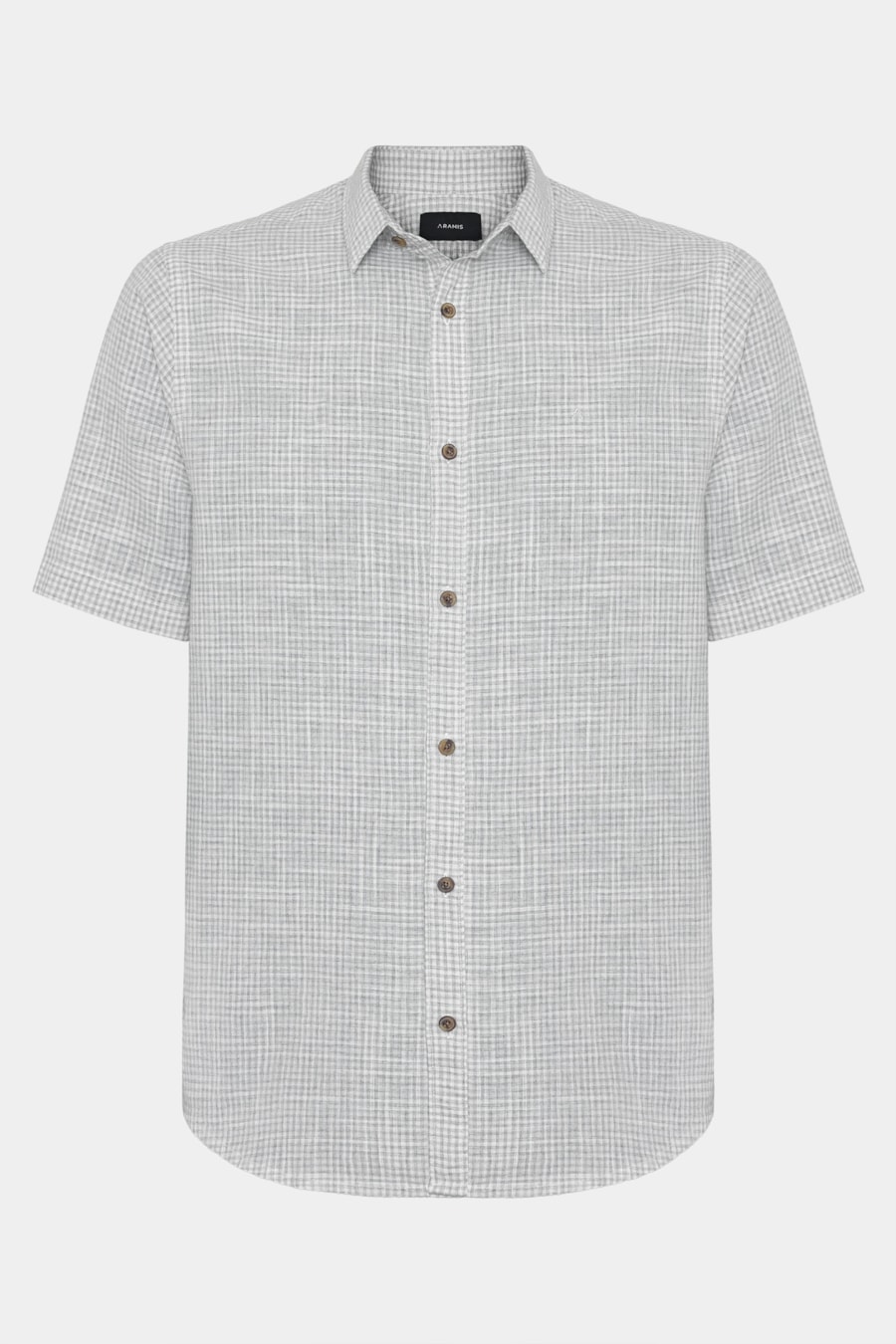 Camisa Regular Mini Xadrez Mescla Branco C/Cinza — foto 5 de 6