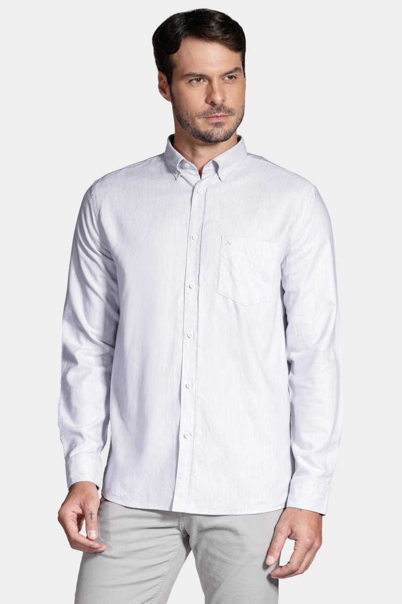 Camisa Regular Oxford Peletizado Liocel Cinza