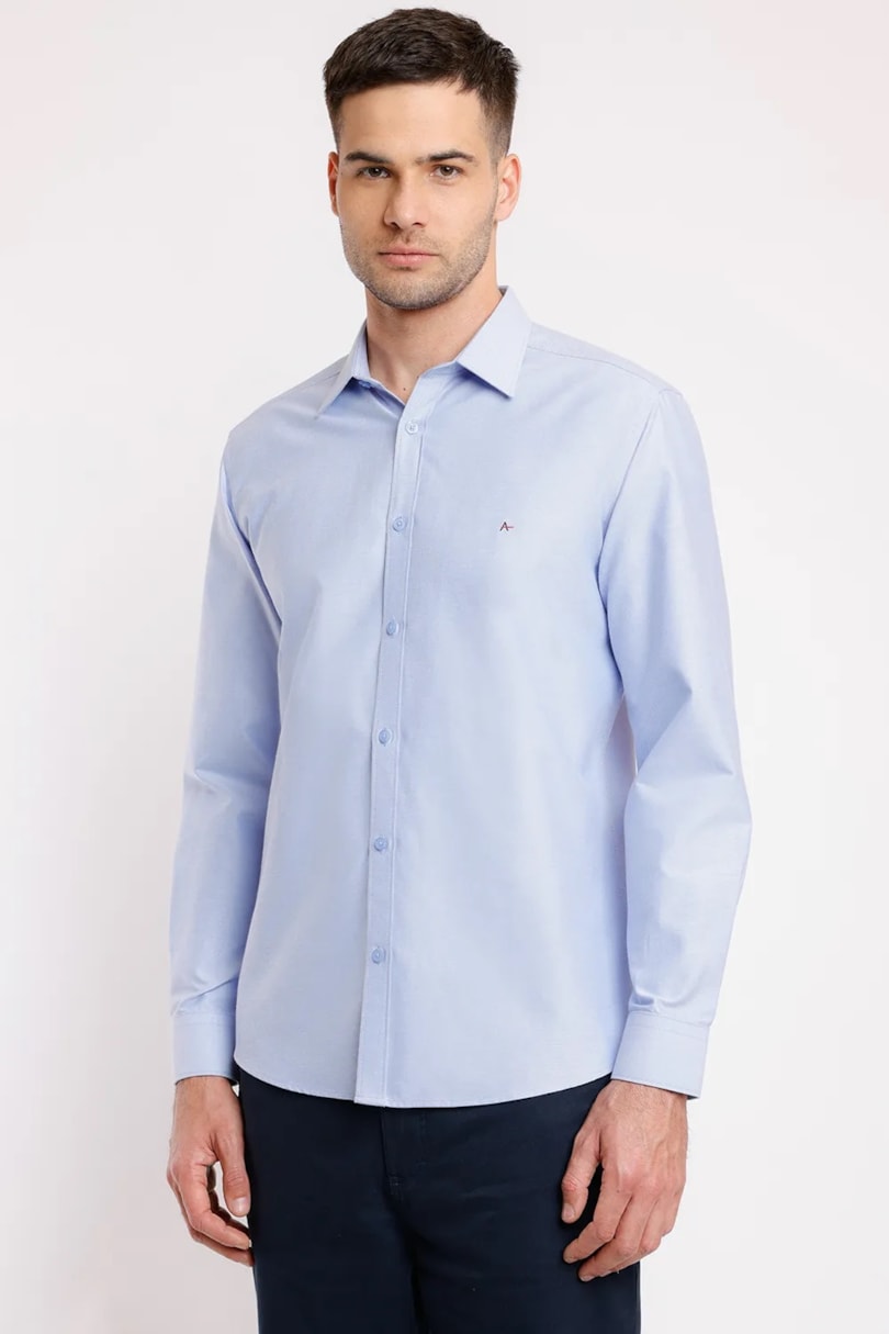 Camisa Regular Oxfordine Azul