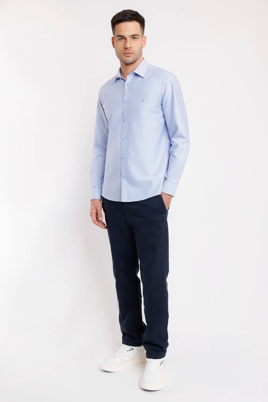 Camisa Regular Oxfordine Azul — foto 2 de 5