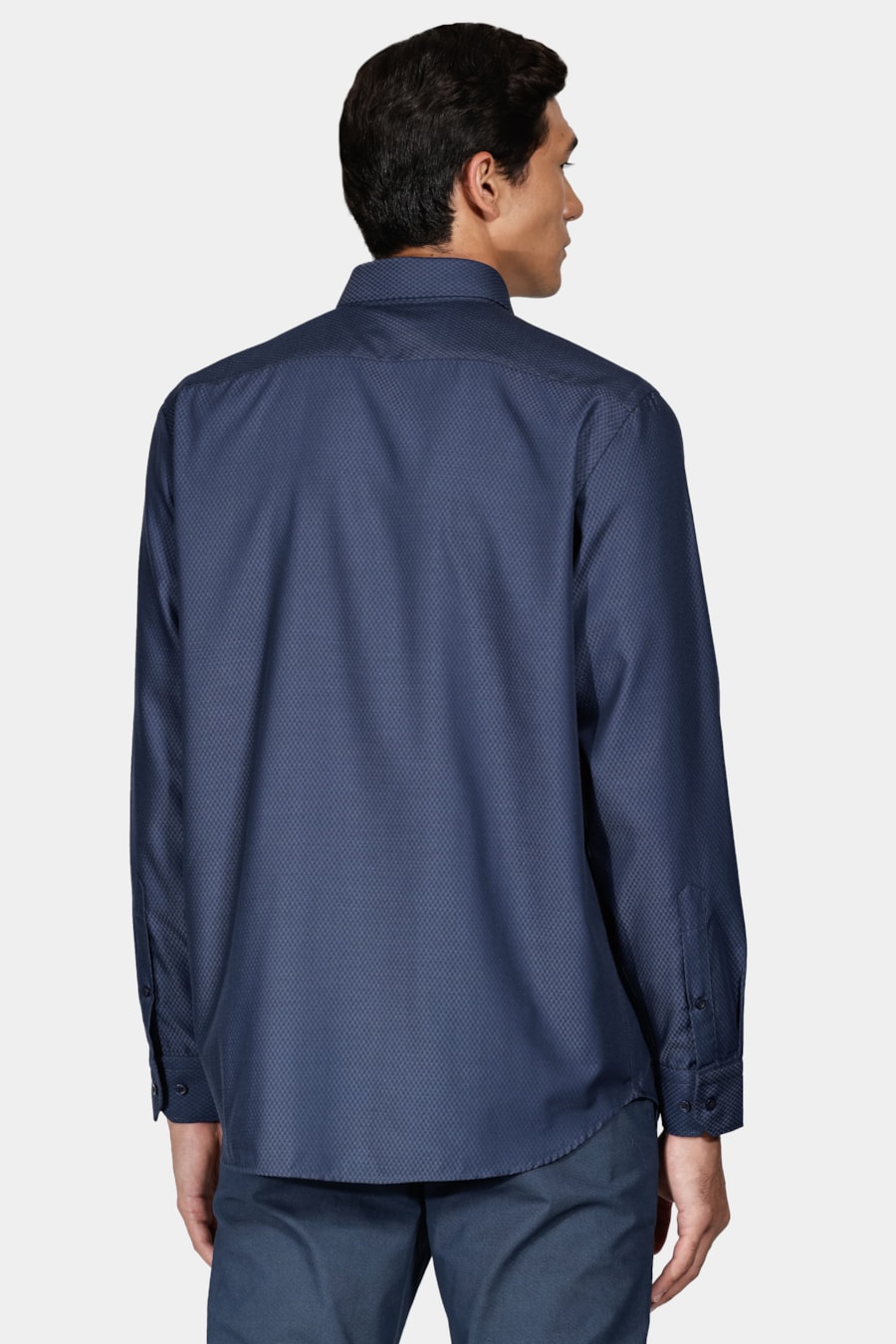 Camisa Regular Poliviscose Maquinetada Marinho — foto 4 de 5