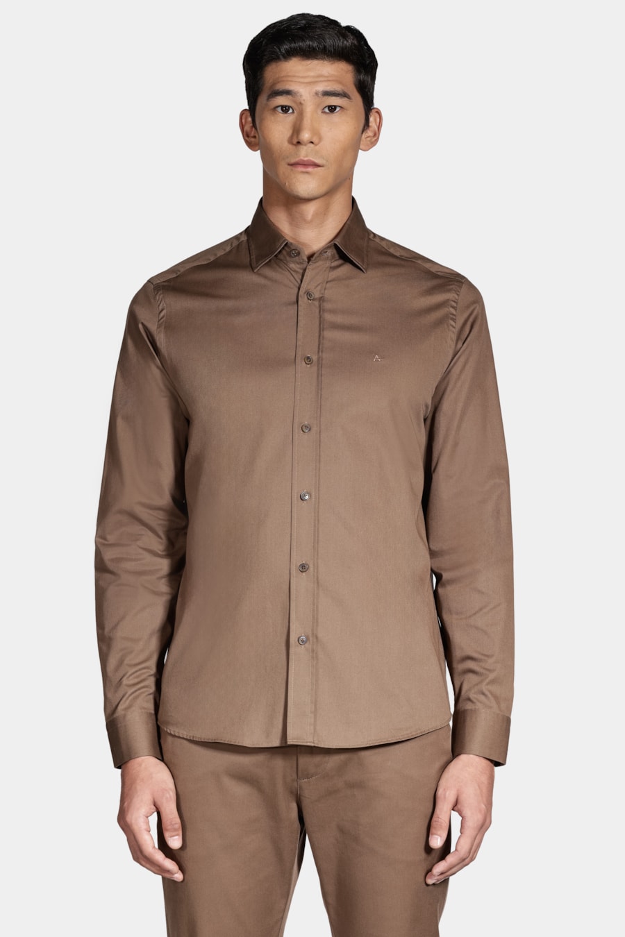 Camisa Regular Sarja de Algodão Egípcio Empire Amendoa — foto 1 de 6