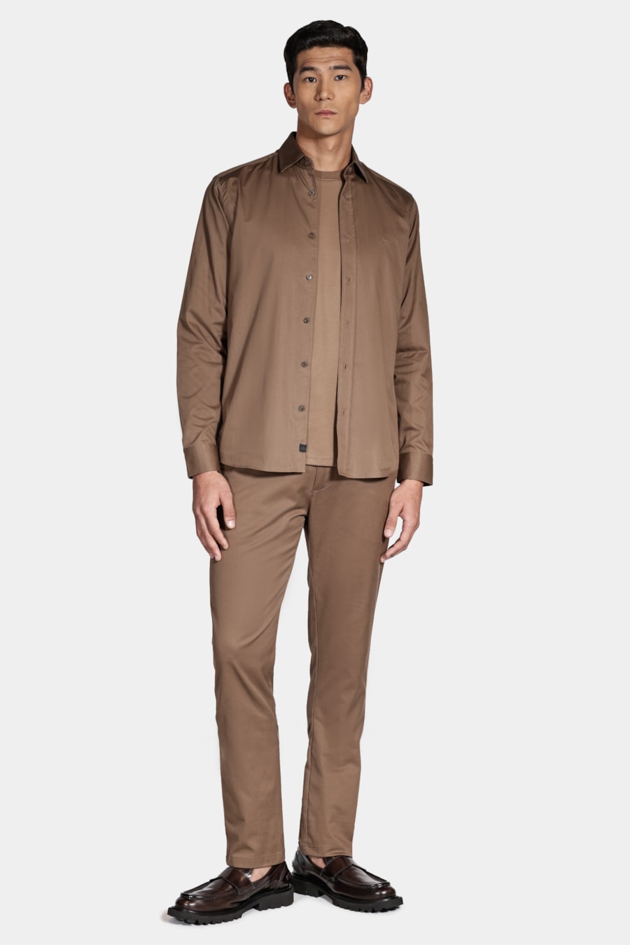 Camisa Regular Sarja de Algodão Egípcio Empire Amendoa — foto 2 de 6