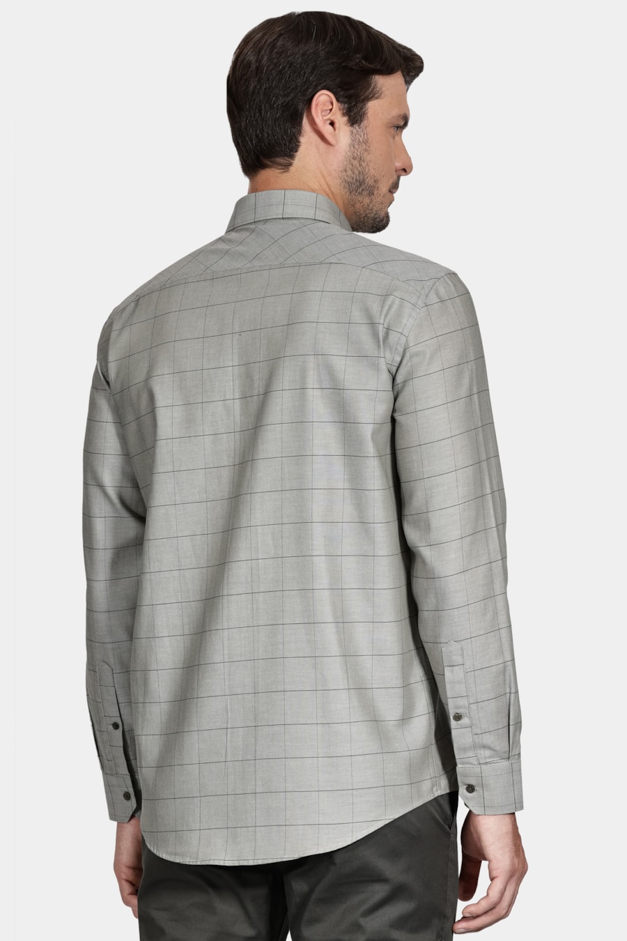 Camisa Regular Sarjada Xadrez Com Bolso Verde — foto 4 de 5
