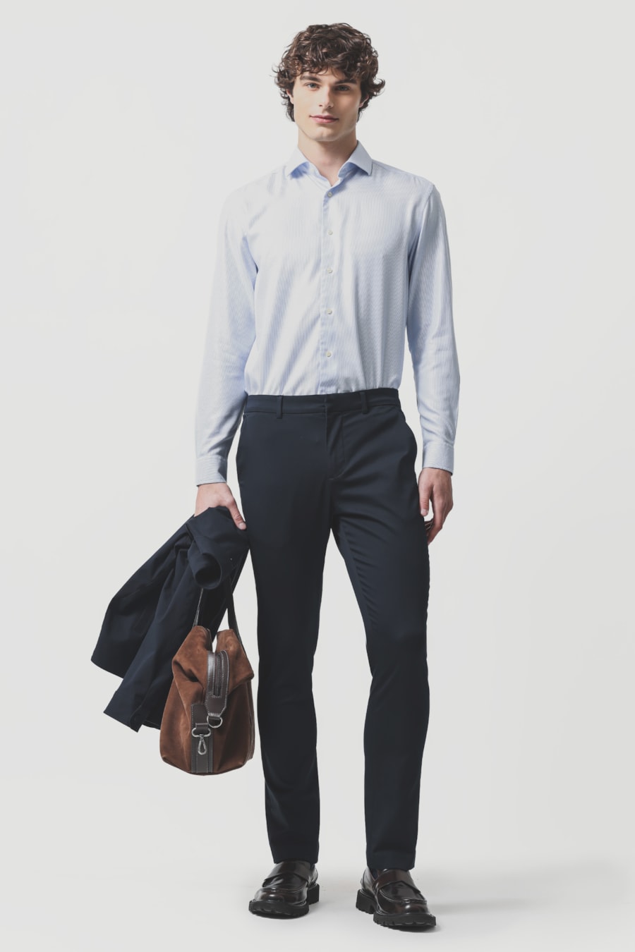 Camisa Regular Social Seda Wrinkle Free Azul Claro — foto 2 de 6