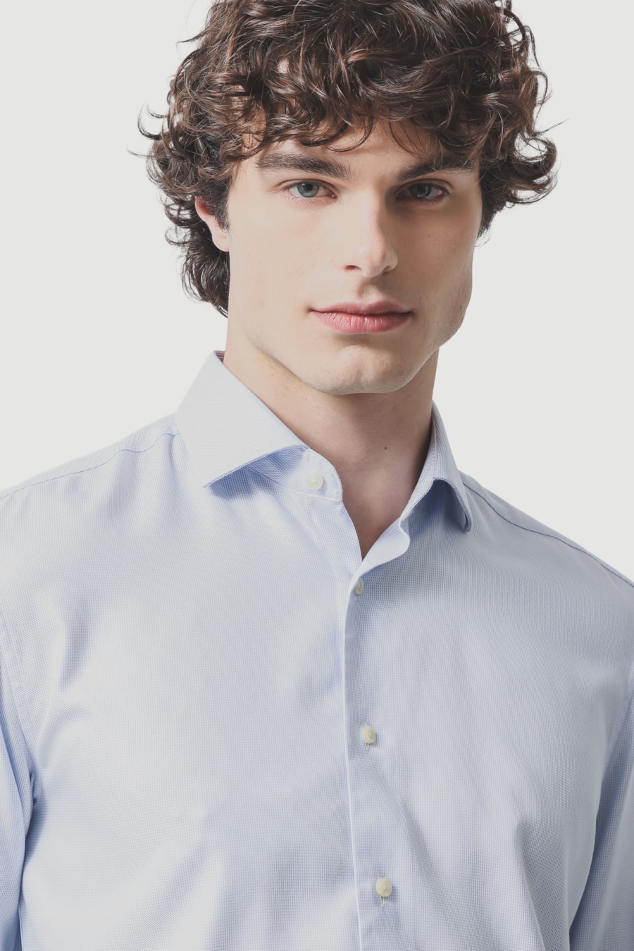 Camisa Regular Social Seda Wrinkle Free Azul Claro — foto 3 de 6