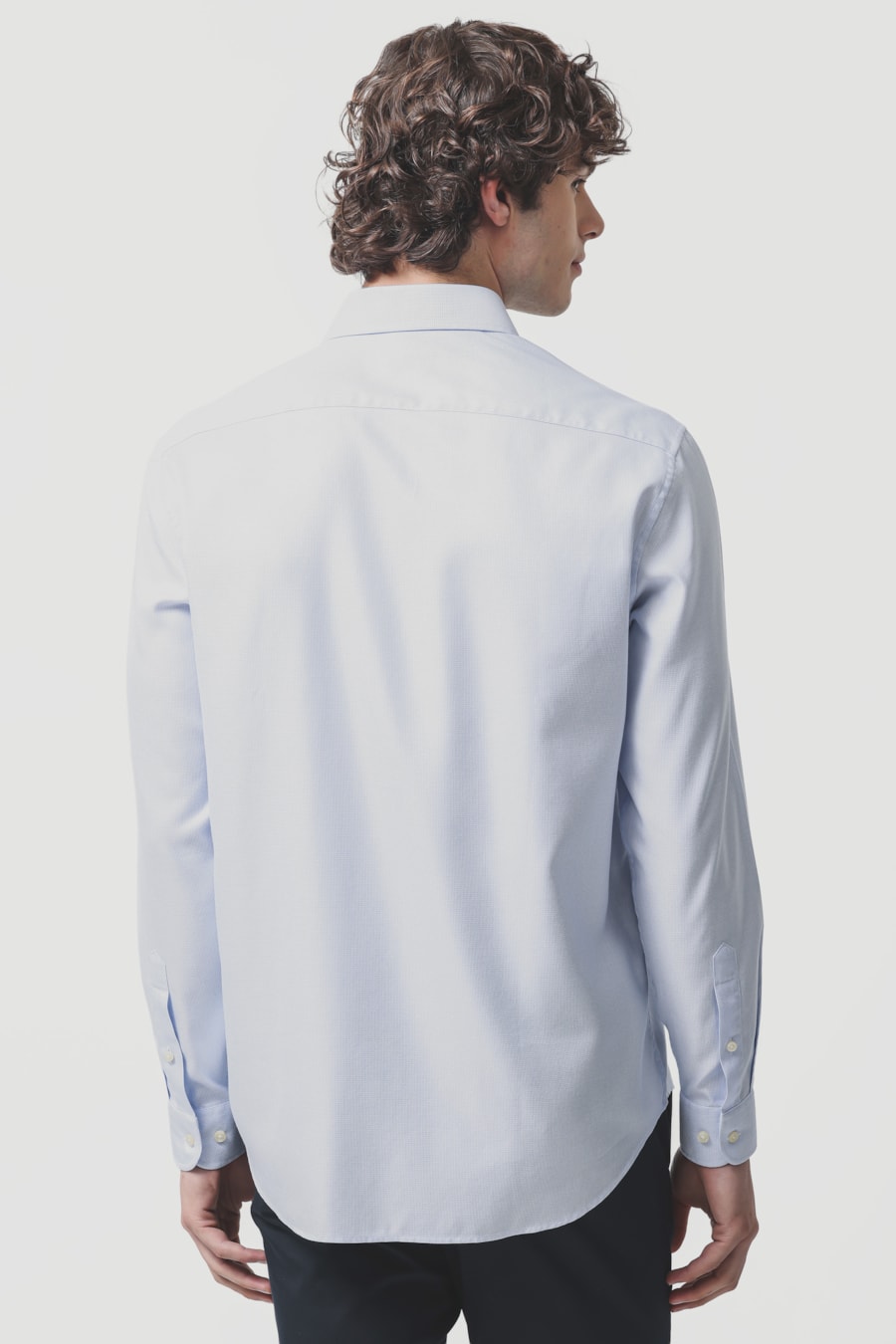 Camisa Regular Social Seda Wrinkle Free Azul Claro — foto 4 de 6