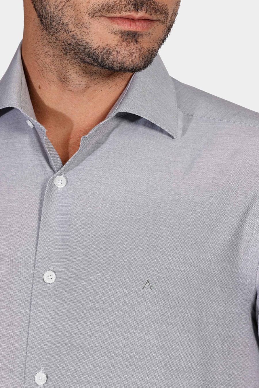 Camisa Regular Social Tricoline Cinza — foto 3 de 6