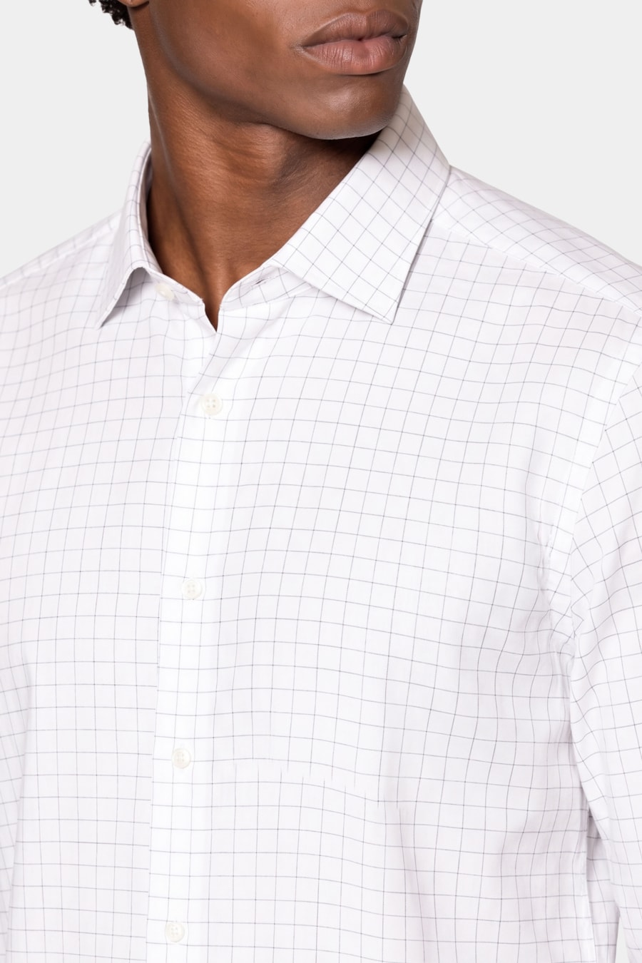 Camisa Regular Tech Flex Xadrez Outline Branco C/Cafe — foto 2 de 5