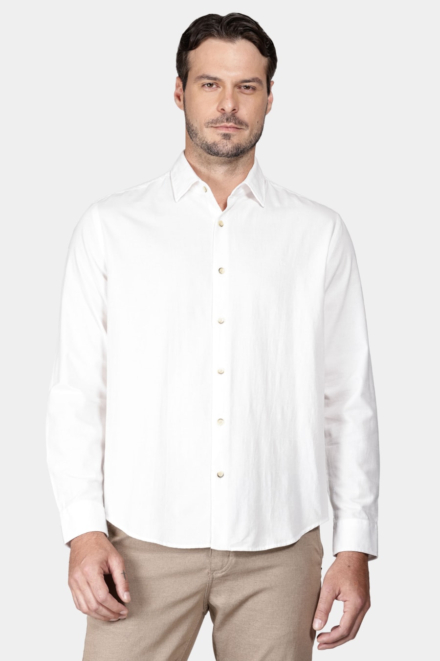 Camisa Regular Textura Horizontal Off White — foto 1 de 6