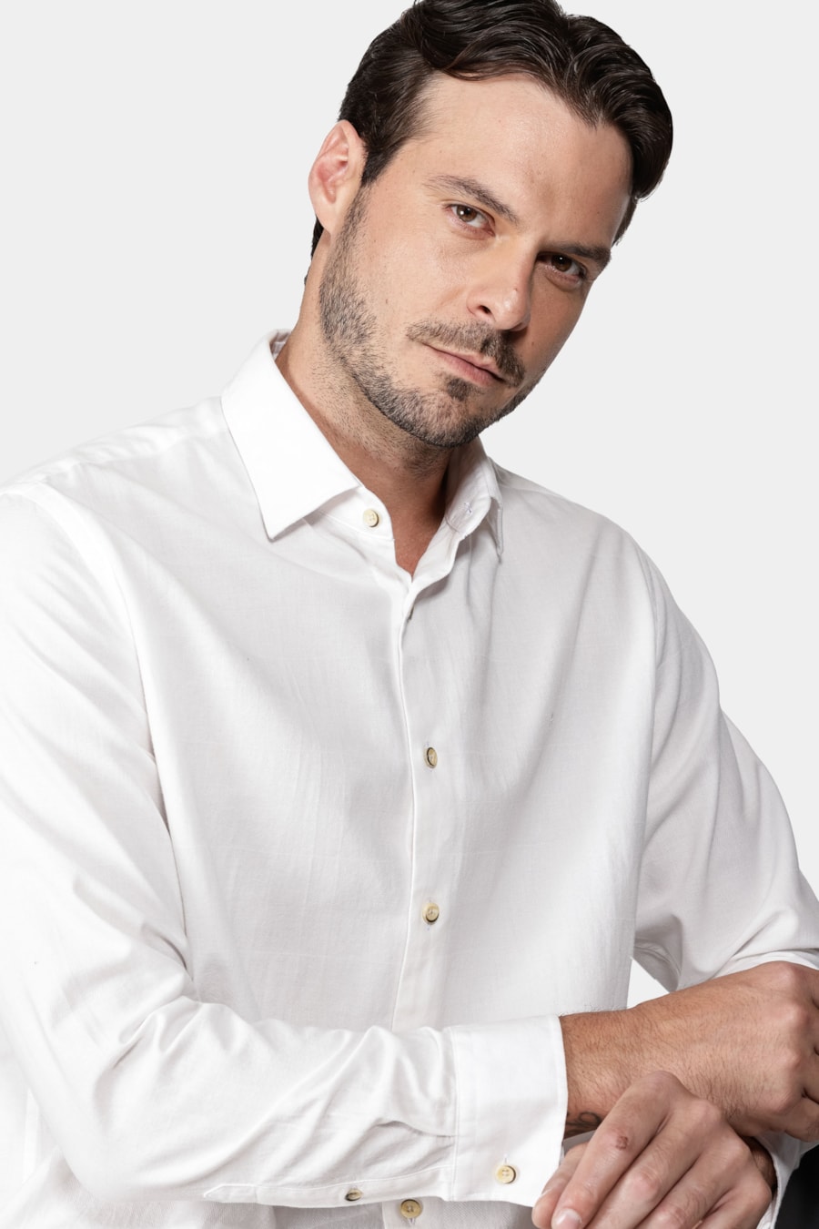 Camisa Regular Textura Horizontal Off White — foto 3 de 6