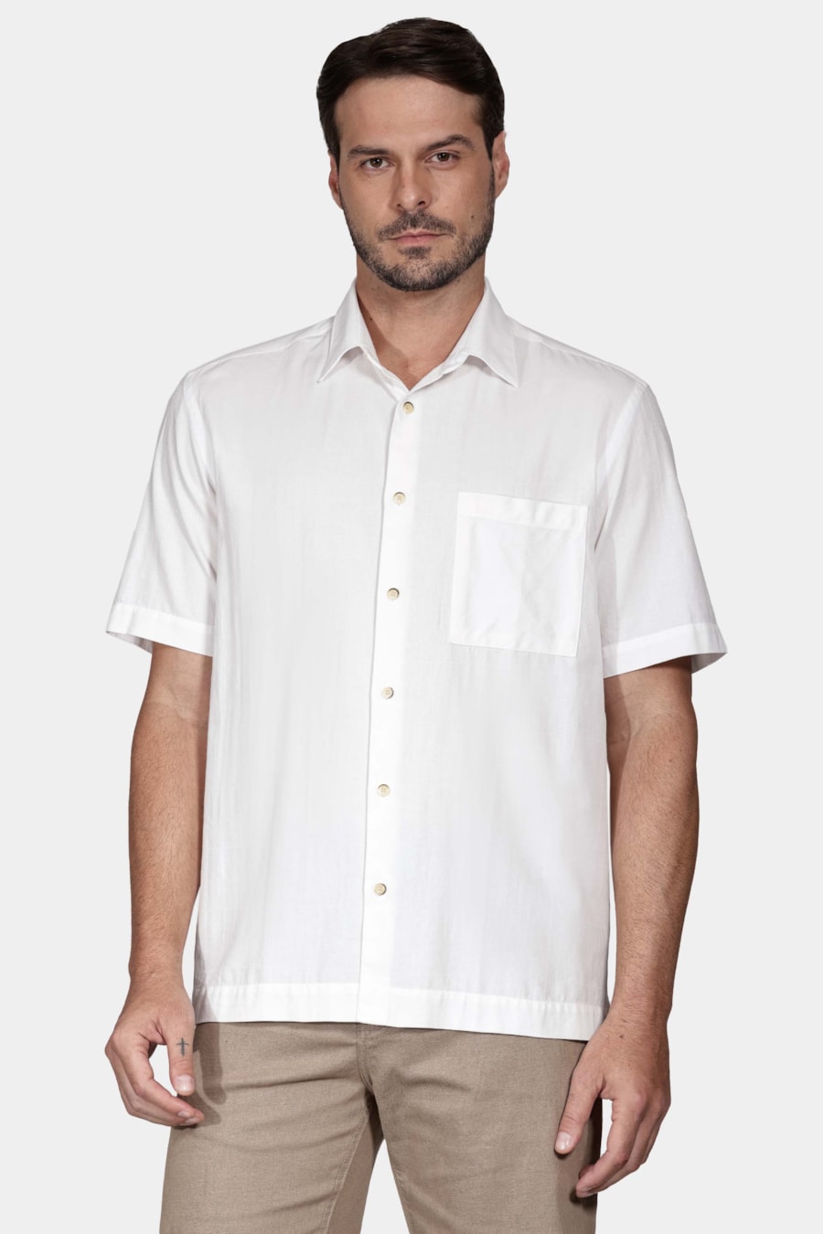Camisa Regular Textura Horizontal Off White — foto 1 de 6