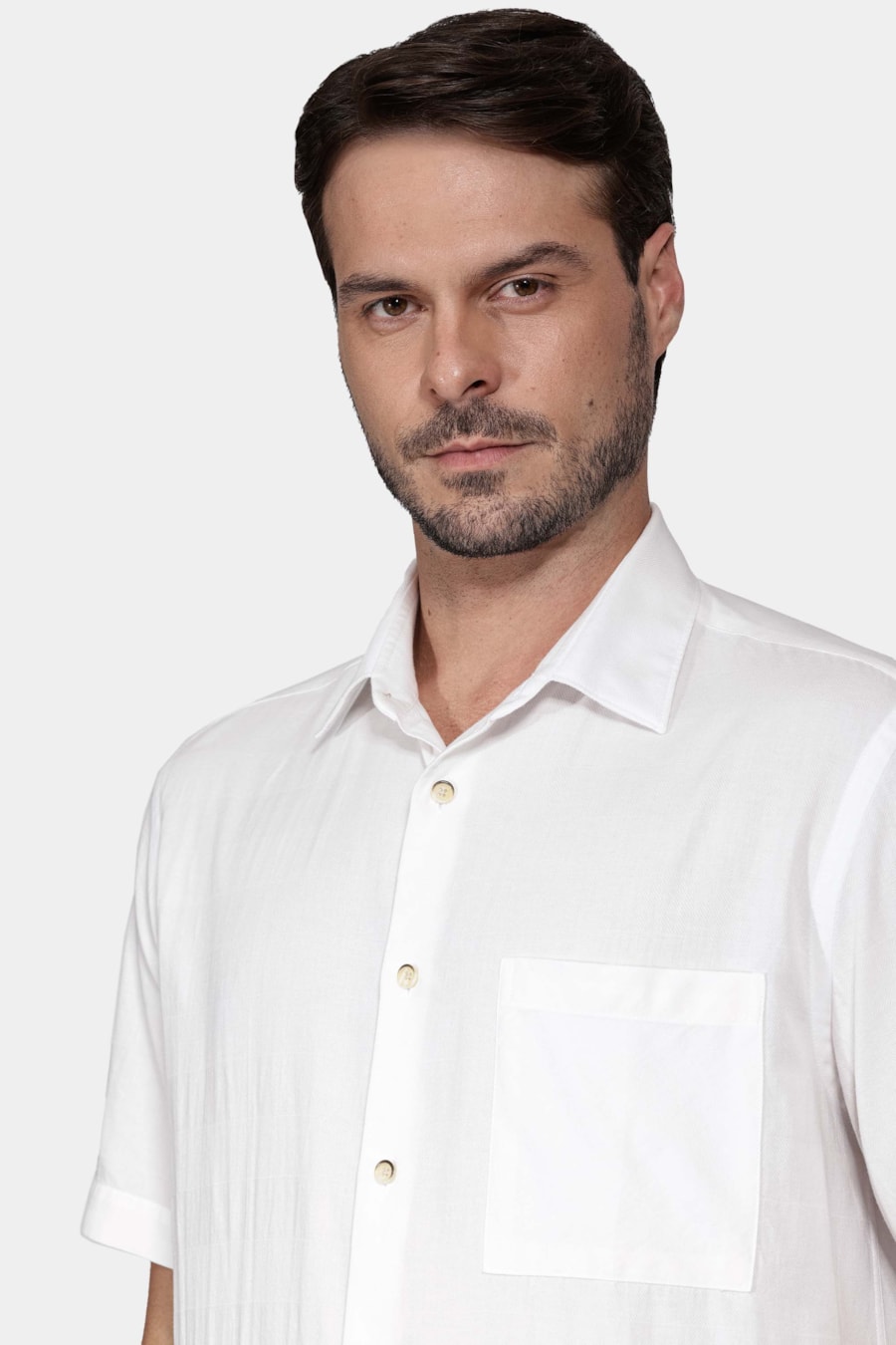 Camisa Regular Textura Horizontal Off White — foto 3 de 6