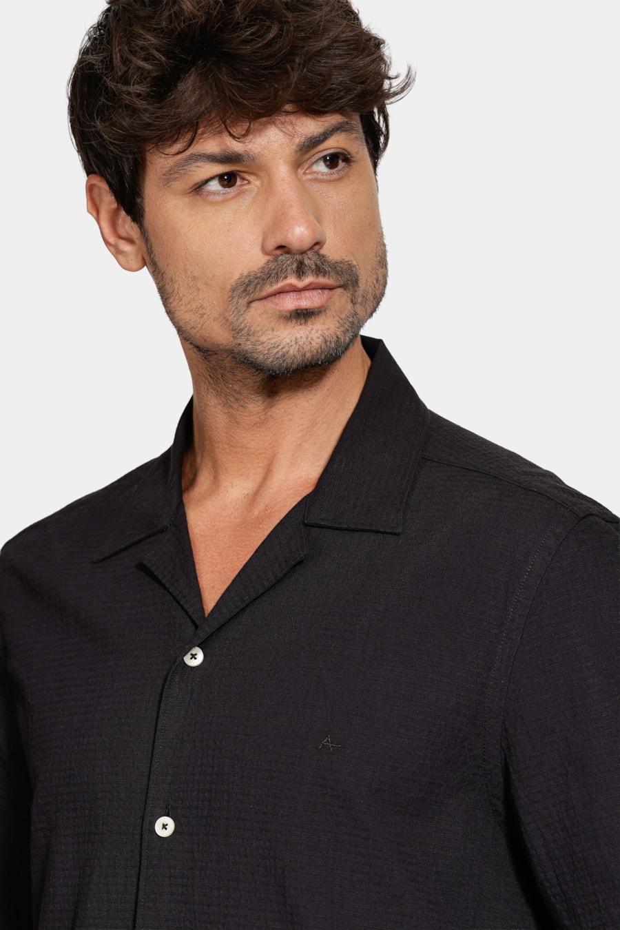 Camisa Regular Textura Horizontal Preto — foto 3 de 6