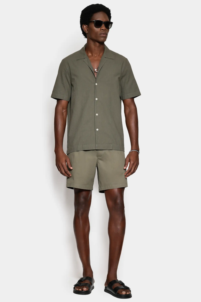 Camisa Regular Textura Horizontal Verde