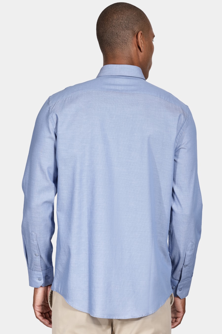 Camisa Regular Tricoline Com Bolso Azul — foto 4 de 5