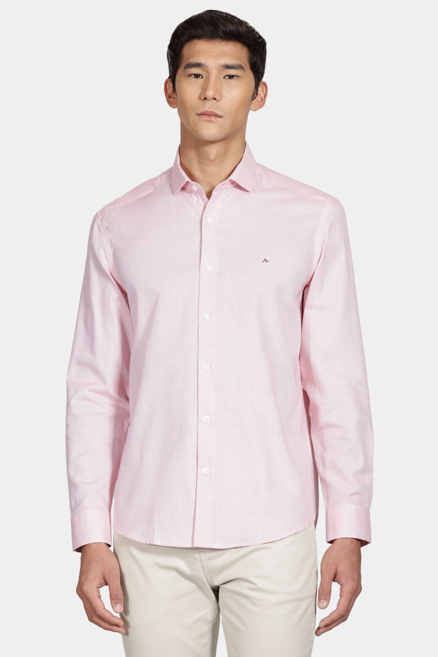 Camisa Regular Tricoline Falso Liso Vermelho — foto 1 de 5