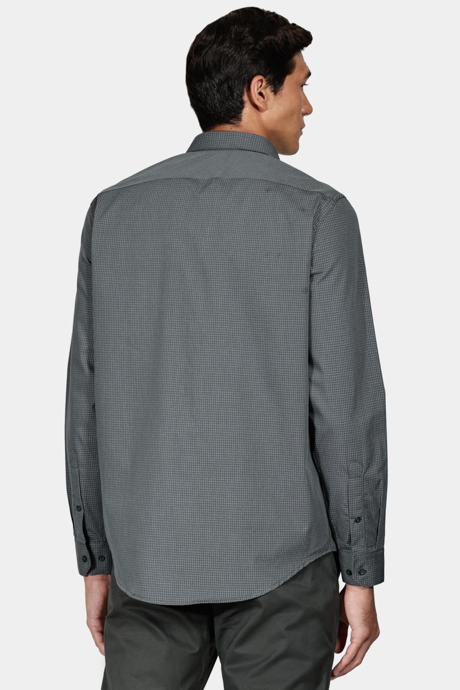 Camisa Regular Tricoline Micro Xadrez Verde Com Branco — foto 4 de 6