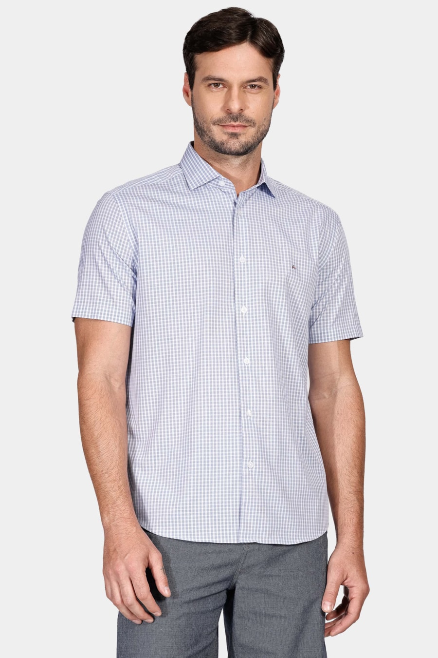 Camisa Regular Tricoline Xadrez Azul — foto 1 de 5