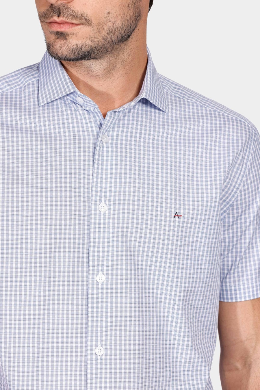 Camisa Regular Tricoline Xadrez Azul — foto 3 de 5