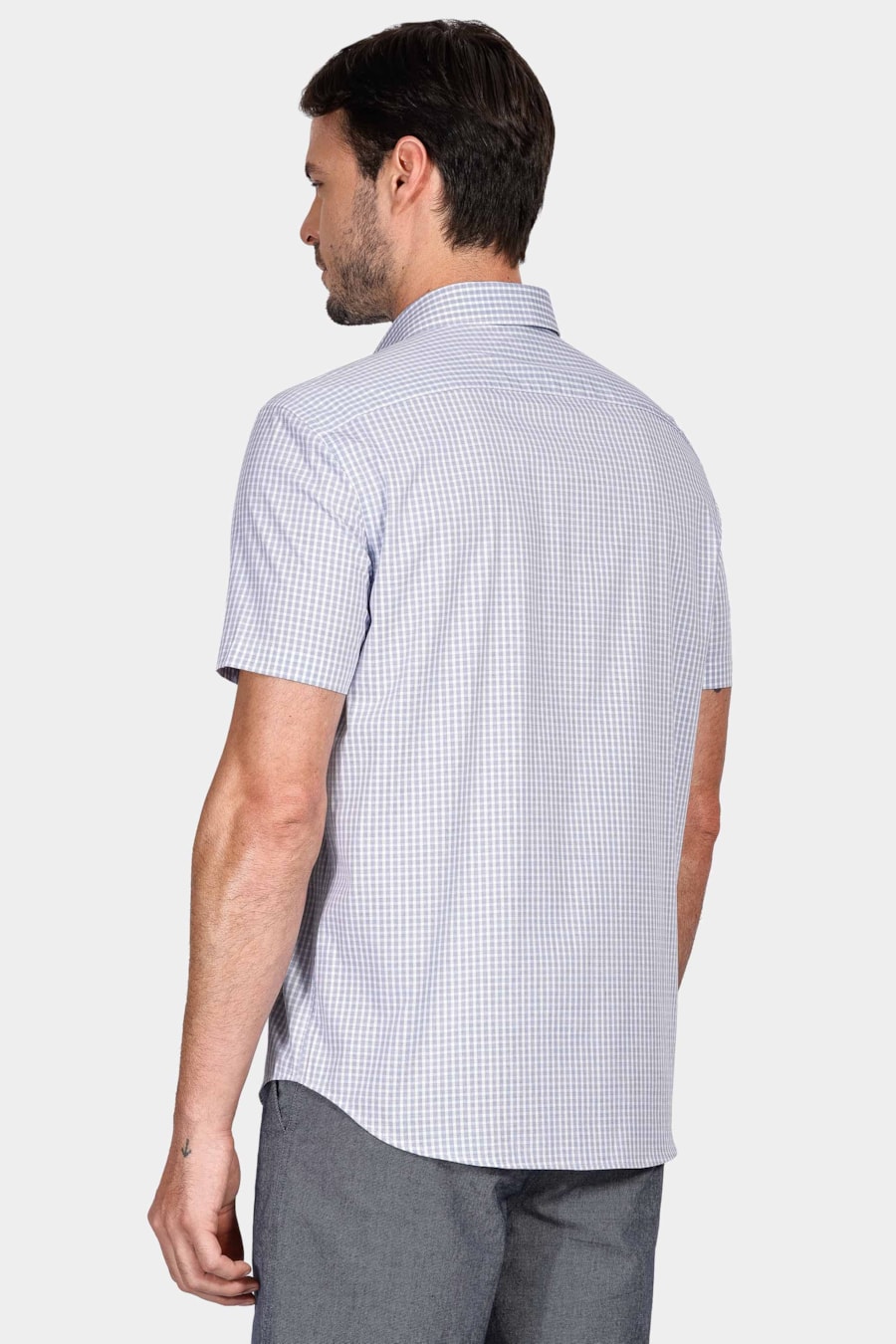 Camisa Regular Tricoline Xadrez Azul — foto 4 de 5