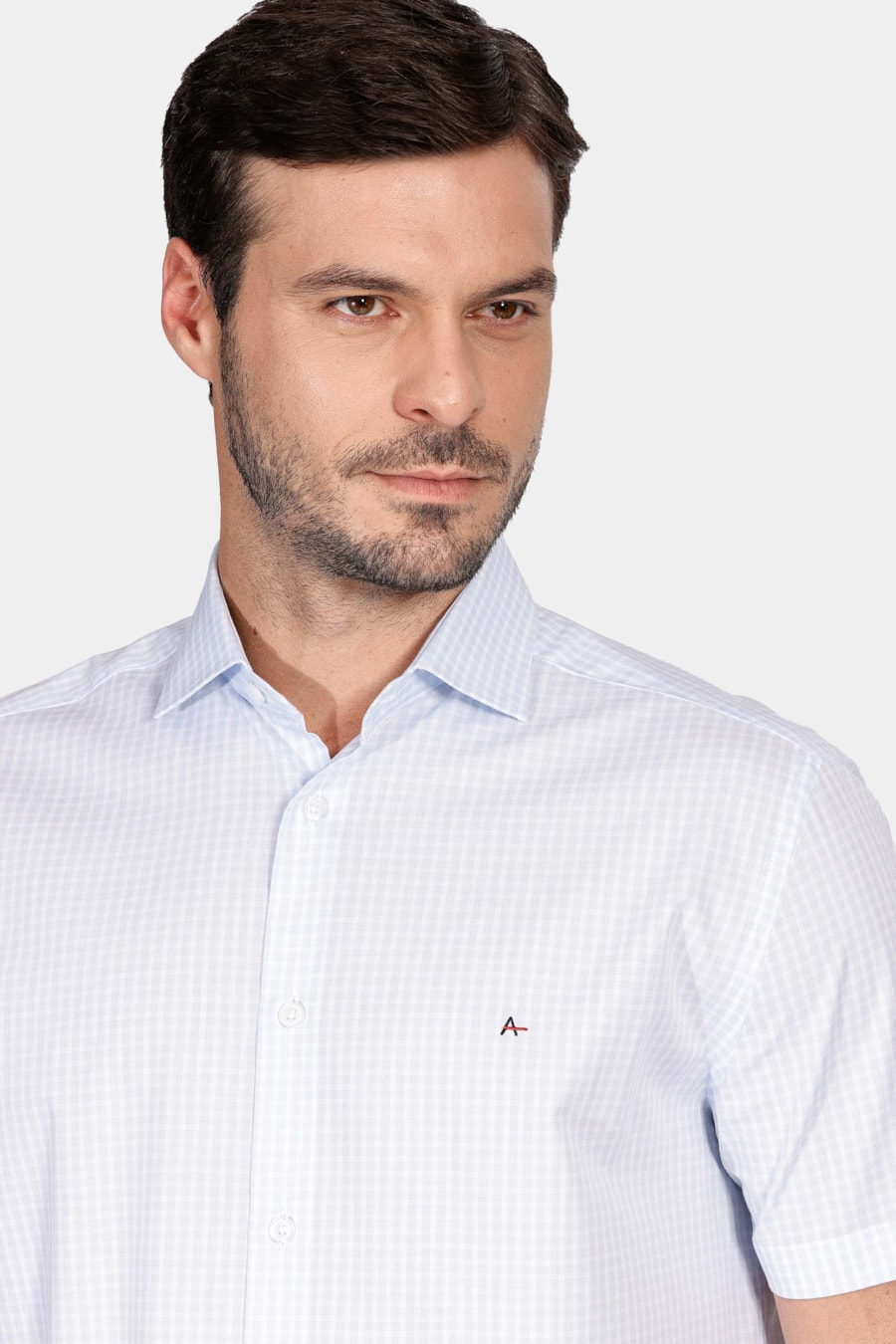 Camisa Regular Tricoline Xadrez Azul Claro — foto 3 de 5
