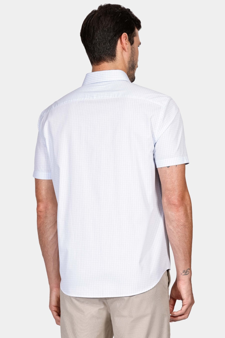 Camisa Regular Tricoline Xadrez Azul Claro — foto 4 de 5