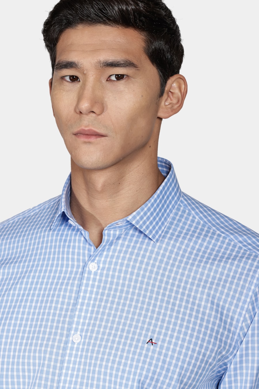 Camisa Regular Tricoline Xadrez Branco Com Azul — foto 3 de 6