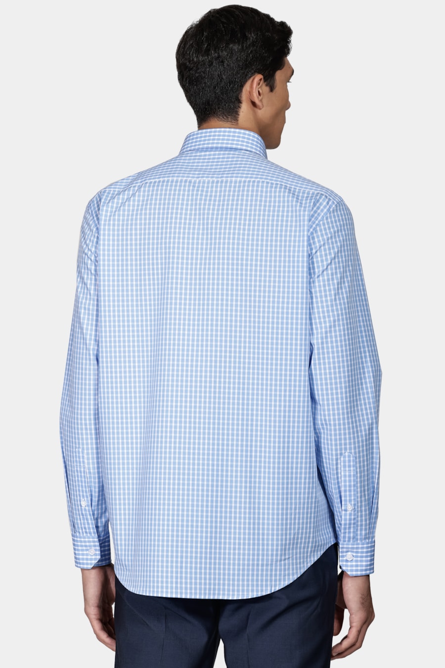 Camisa Regular Tricoline Xadrez Branco Com Azul — foto 4 de 6