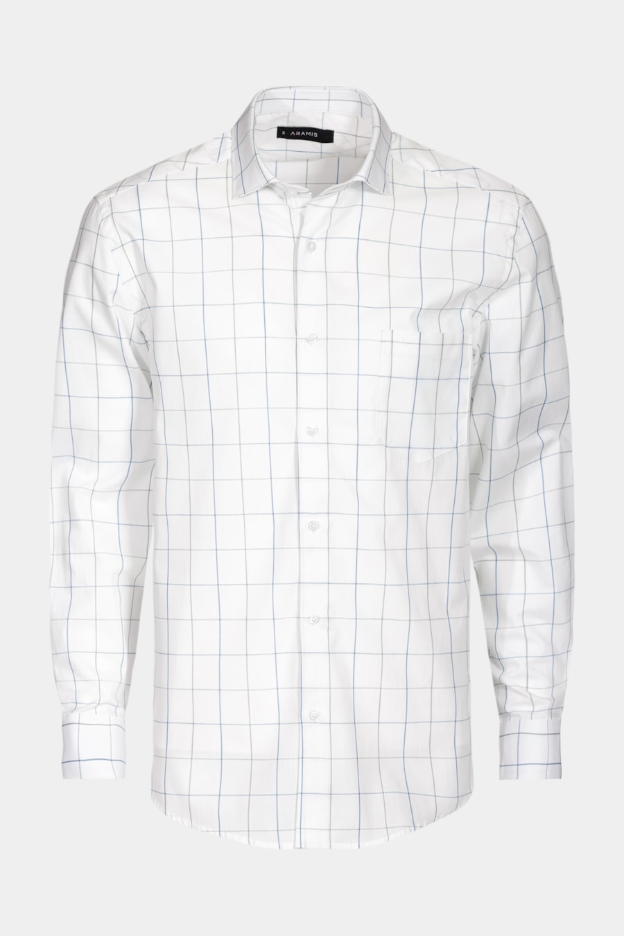 Camisa Regular Tricoline Xadrez Branco Com Azul