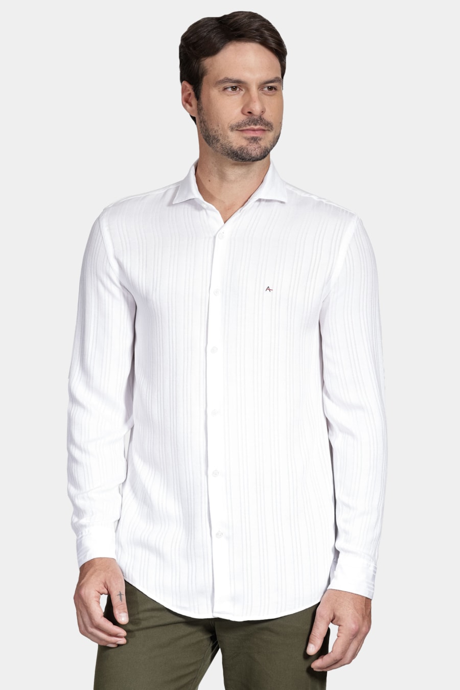 Camisa Regular Viscose Maquinetada Branco — foto 1 de 6