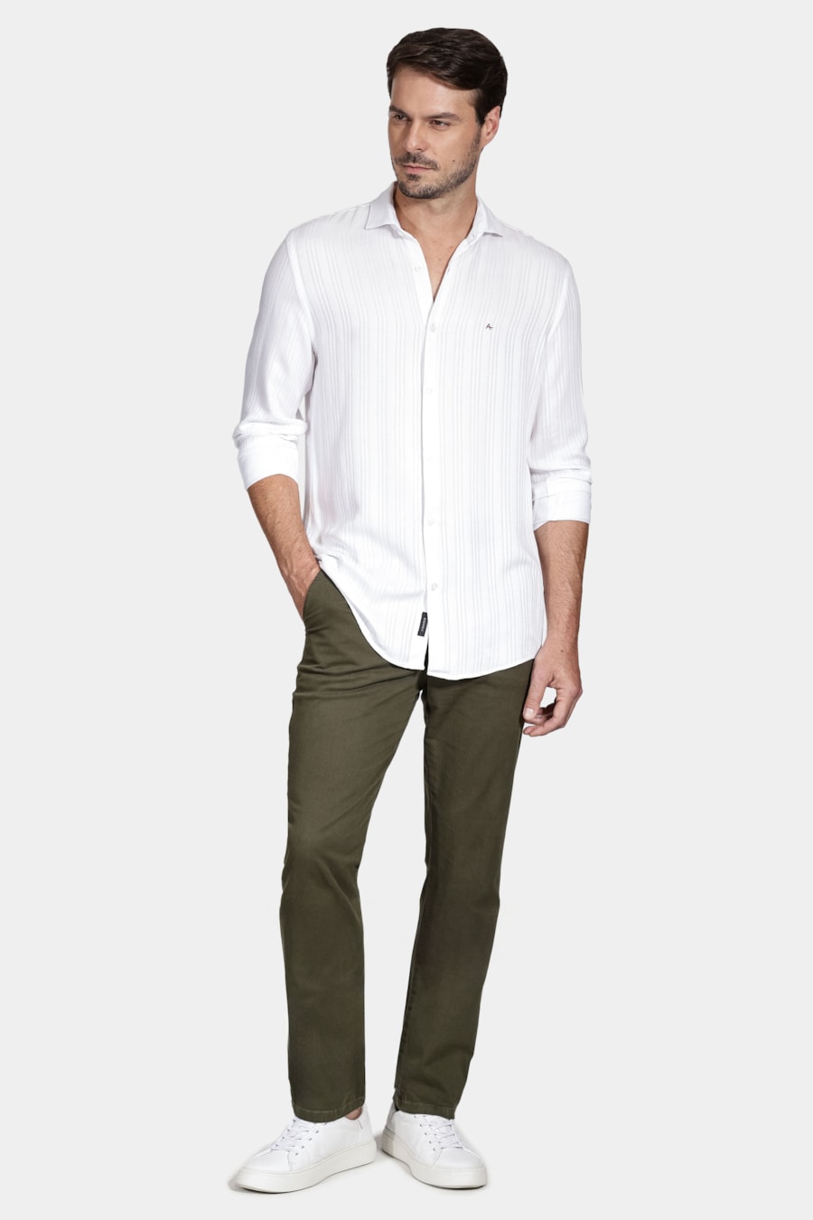 Camisa Regular Viscose Maquinetada Branco — foto 2 de 6