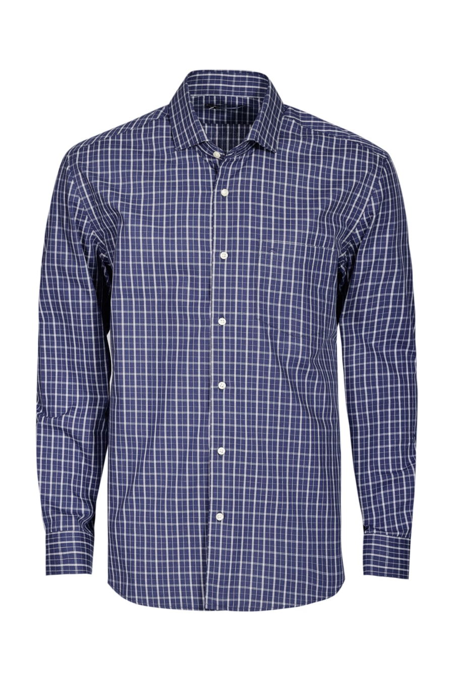 Camisa Regular Xadrez Bicolor Bolso Marinho/Branco — foto 5 de 6
