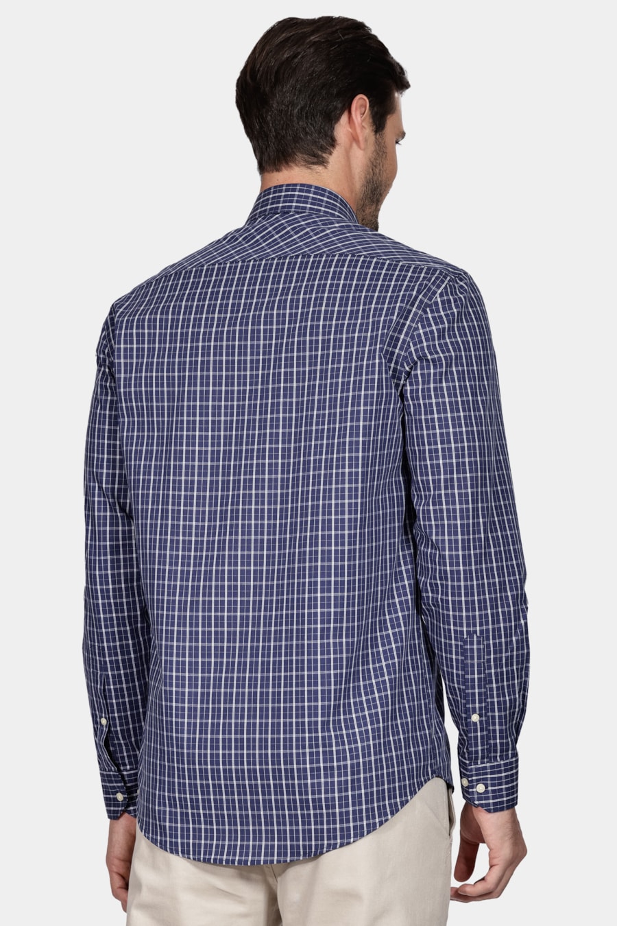 Camisa Regular Xadrez Bicolor Bolso Marinho/Branco — foto 4 de 6