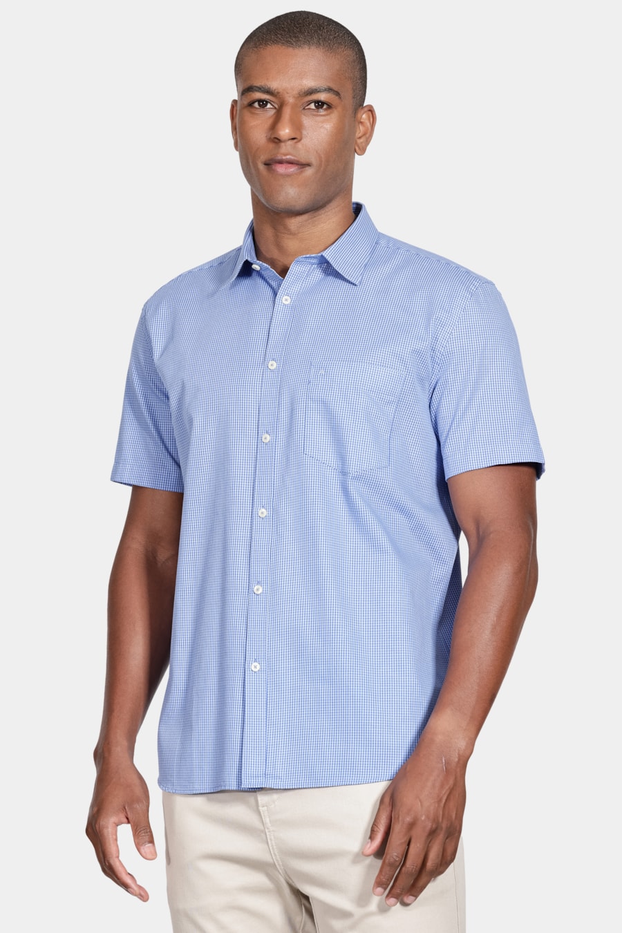 Camisa Regular Xadrez Damero Azul/Azul Claro — foto 1 de 5