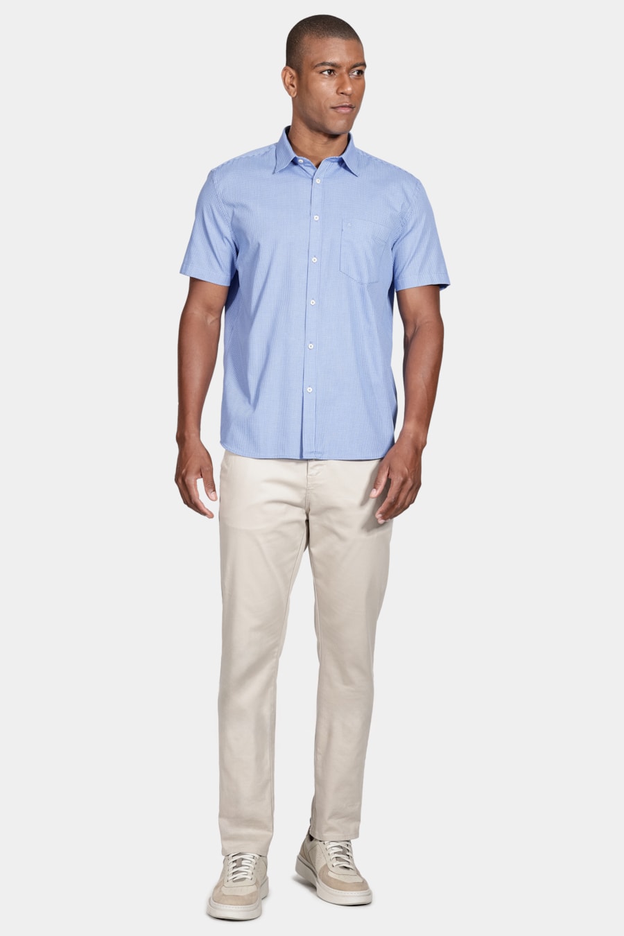 Camisa Regular Xadrez Damero Azul/Azul Claro — foto 2 de 5