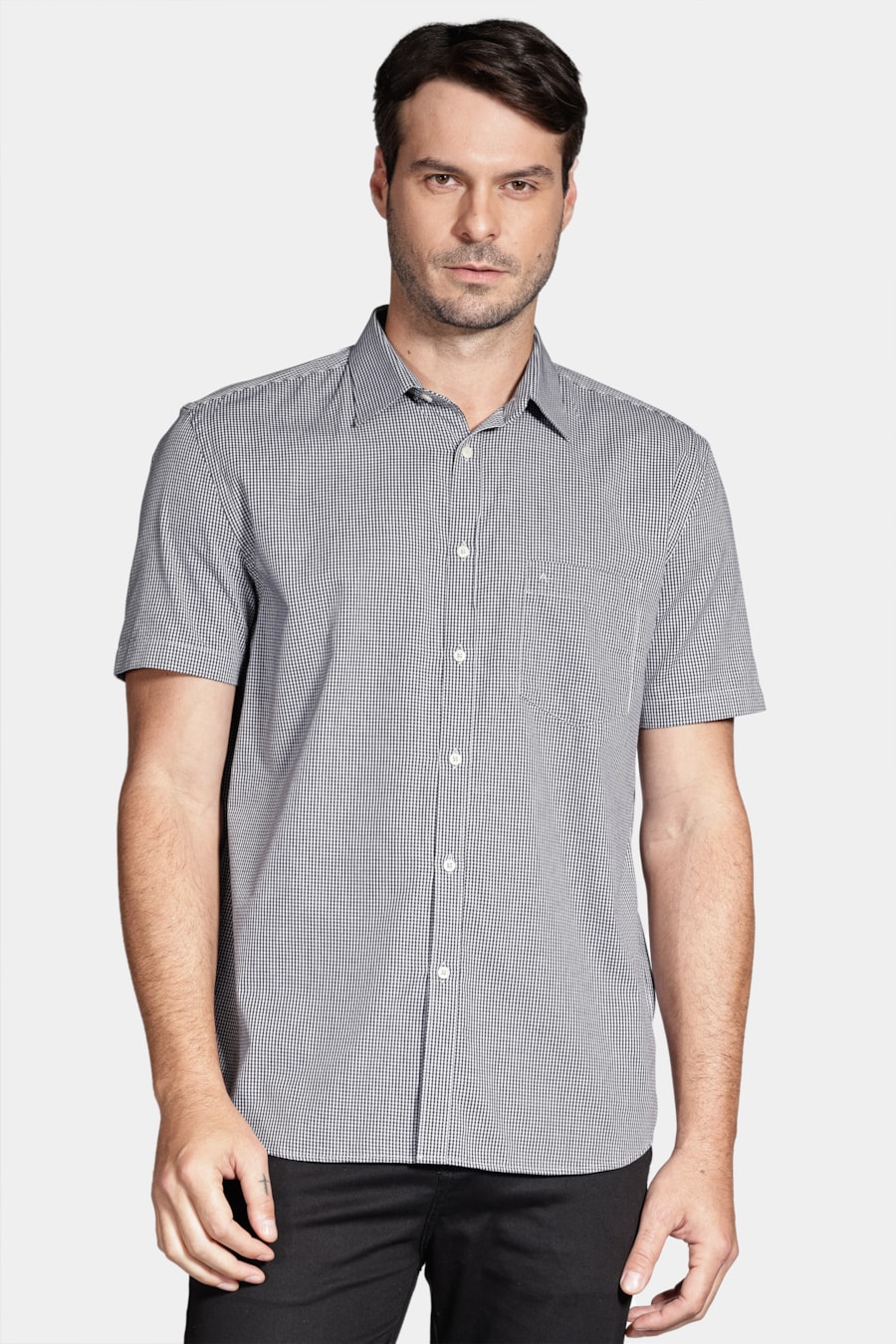 Camisa Regular Xadrez Damero Azul Garoa Com Marinho — foto 1 de 5