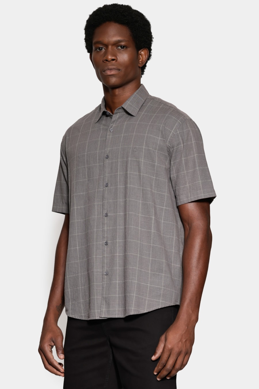 Camisa Regular Xadrez Flamê Chumbo C/Cinza — foto 1 de 6