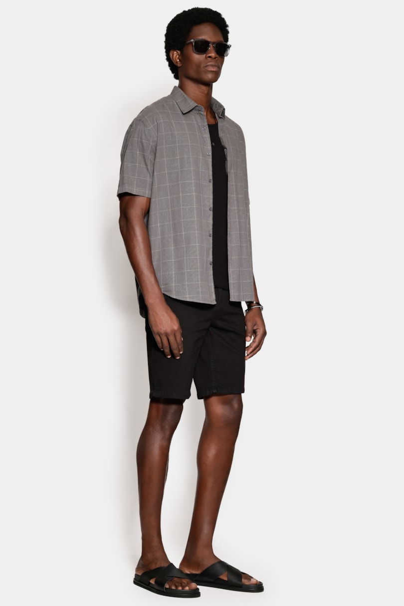 Camisa Regular Xadrez Flamê Chumbo C/Cinza