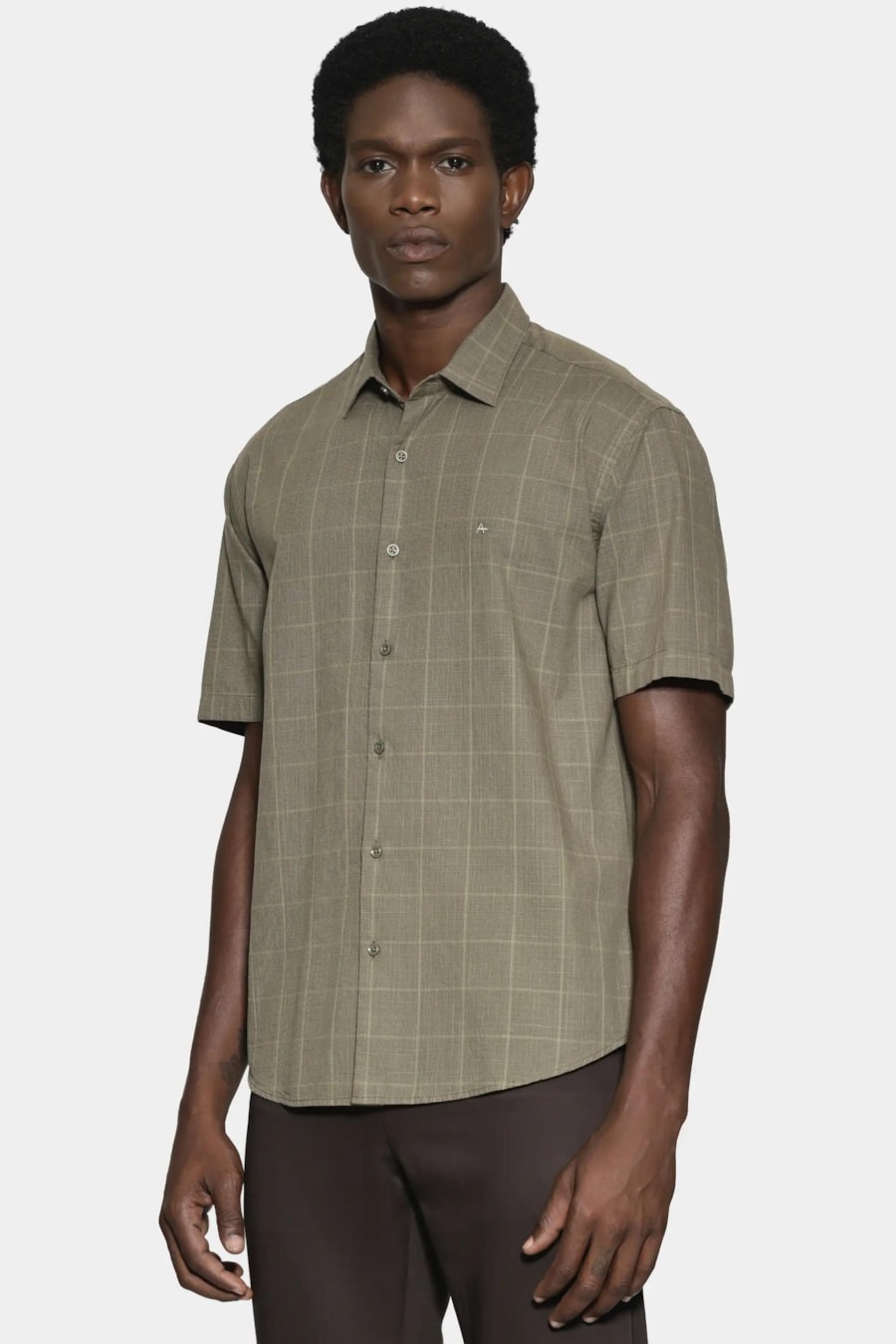 Camisa Regular Xadrez Flamê Verde Militar114 C/ Verde — foto 1 de 6